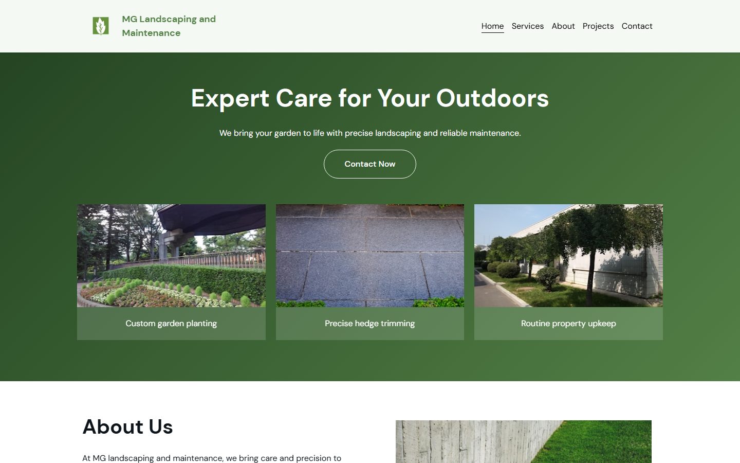 MG Landscaping and Maintenance — demo website by Boyne Digital